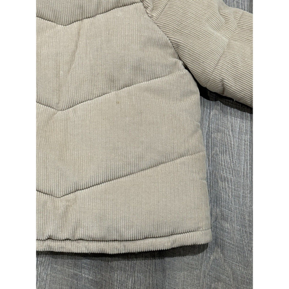 Sebby Corduroy Stone Cream/Tan Puffer Coat jacket Sz Small SEE PICS FOR DEFECTS - Picture 9 of 16